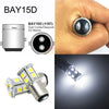 A close-up view of a BAY15D dual contact bayonet LED bulb and an SMD LED bulb for automotive lights.