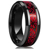 Men's Black Stainless Steel Wedding Band with Double Groove Detail