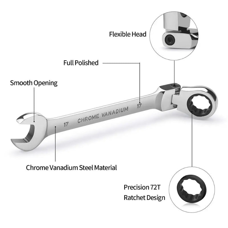 Flexible Pivot Ratchet Wrench