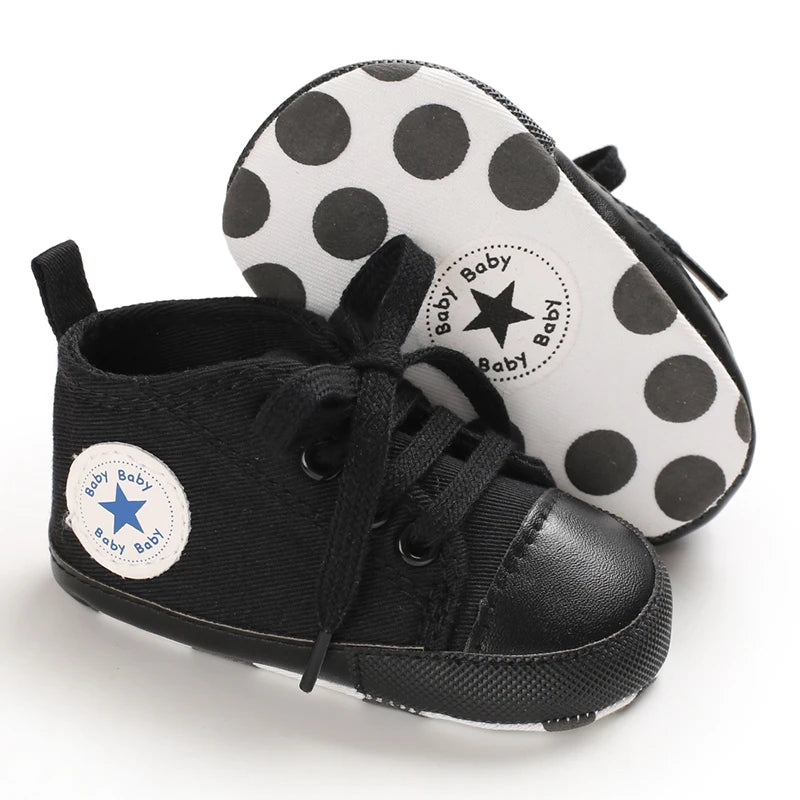 Classic Canvas First Walker Shoes for Babies with Star Print