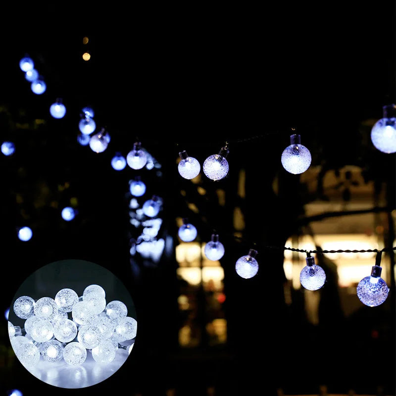 Solar-Powered Crystal Globe String Lights