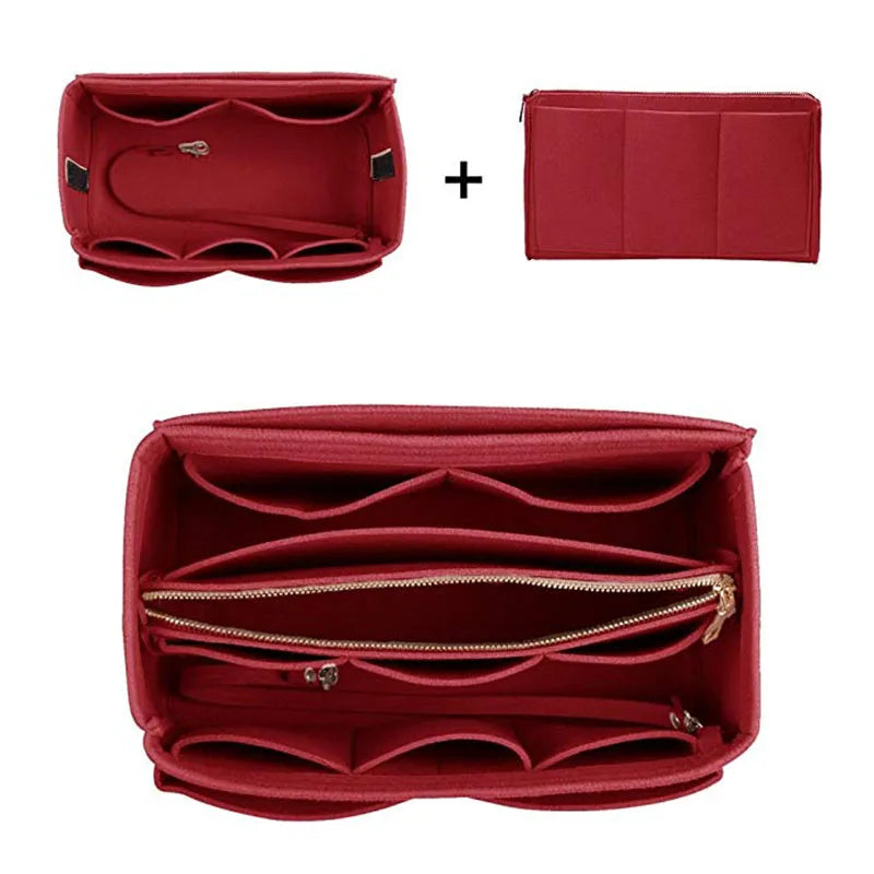 Felt Purse Organizer with Detachable Wallet Pocket