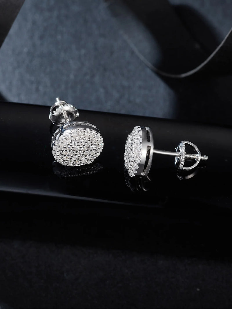 Round Brilliant Moissanite Stud Earrings in Sterling Silver
