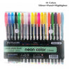 A set of 18 glow in the dark and glitter pens featuring various colors including pastel, neon, and highlighter shades.