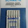 A package of five Schmidt universal sewing machine needles labeled 130/705 H