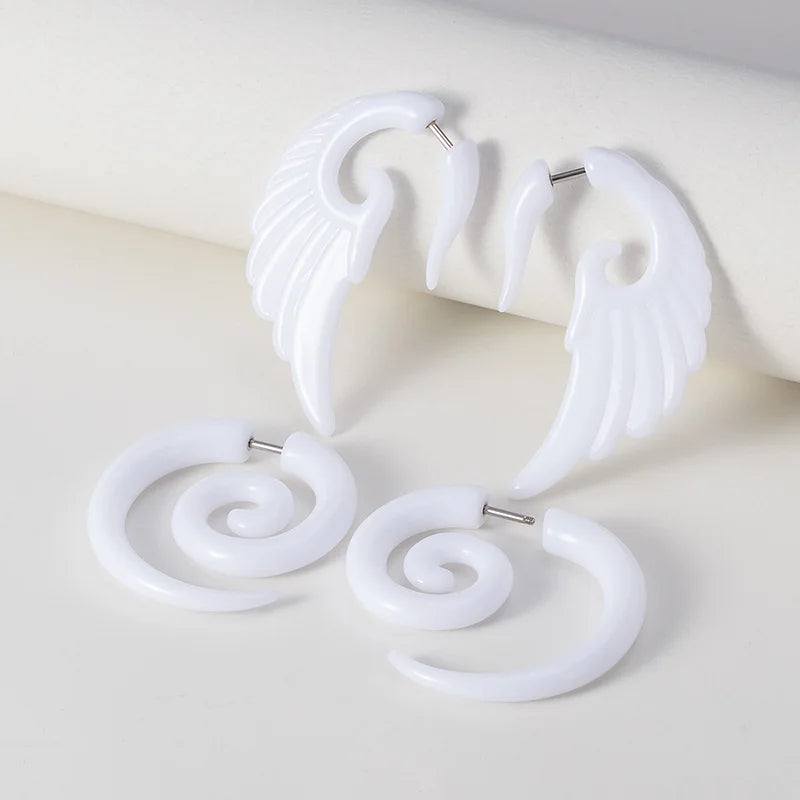 Pendientes de espiral acrílicos tipo túnel falso