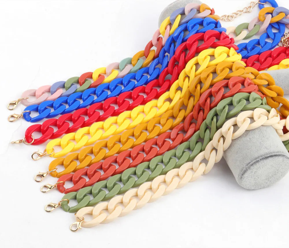 Colorful Acrylic Chain Necklace Set for Women
