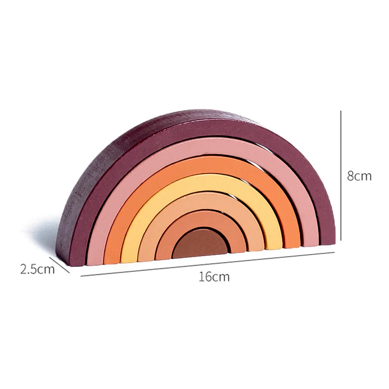 Wooden Rainbow Stacking Blocks - Montessori Educational Toy for Kids