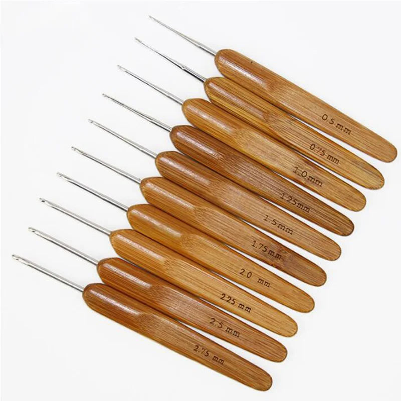 Bamboo Handle Crochet Hooks Set (0.5mm–6.0mm)