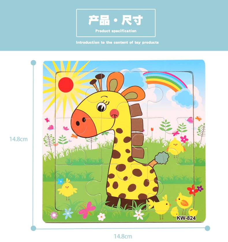 Wooden Vehicle & Animal Puzzle Set for Toddlers