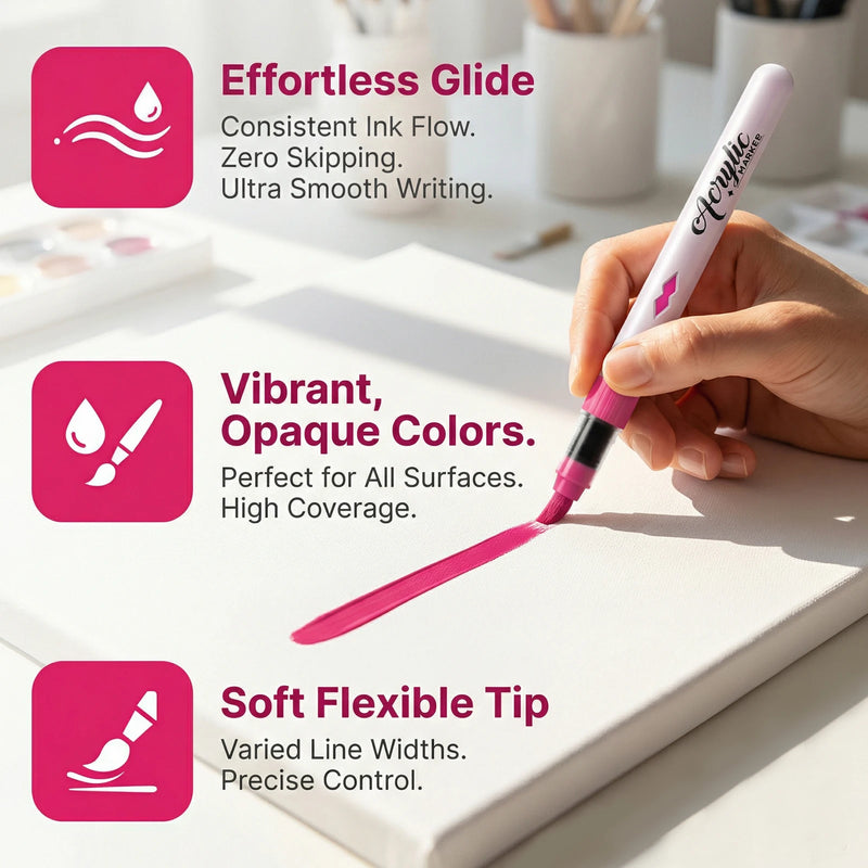 Acrylic Paint Markers with Brush Tip