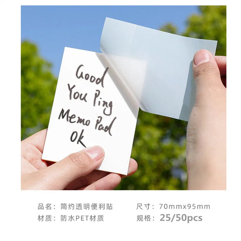 Clear Self-Adhesive Sticky Notes Pack of 50