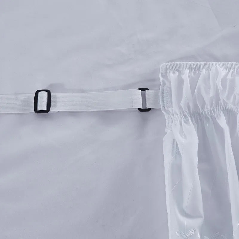 Embroidered Ruffle Bed Skirt with Scalloped Edge