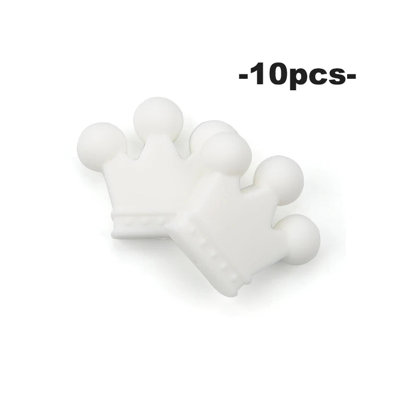 Ten food-grade silicone crown beads for jewelry making and DIY crafts