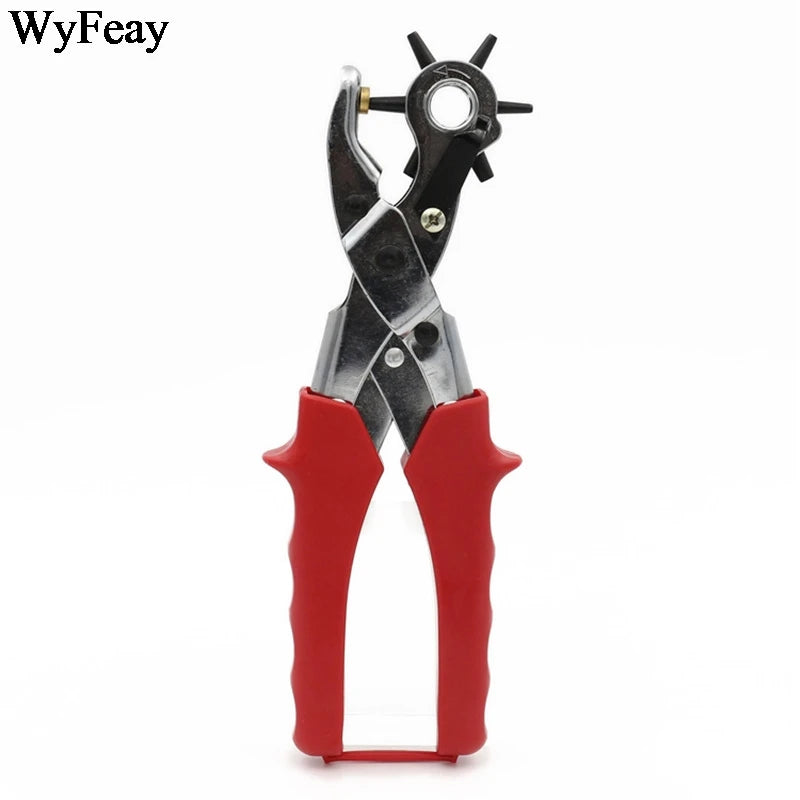 Heavy-Duty Leather Hole Punch Tool with 6 Interchangeable Sizes