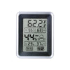 A silver digital thermometer and hygrometer displaying a temperature of 62.2 degrees Fahrenheit.