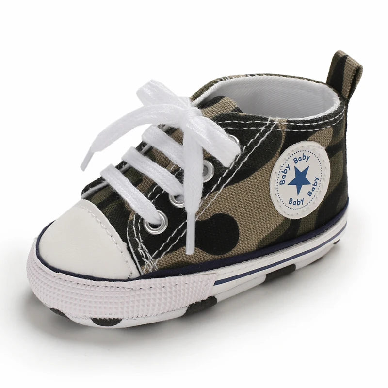 Classic Canvas First Walker Shoes for Babies with Star Print