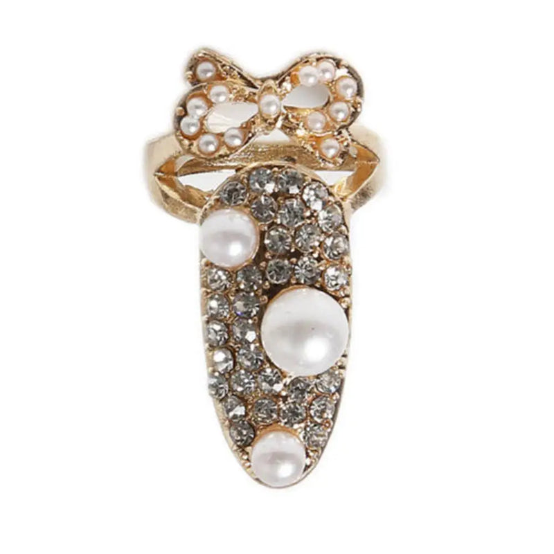 Crystal Crown Bowknot Nail Ring