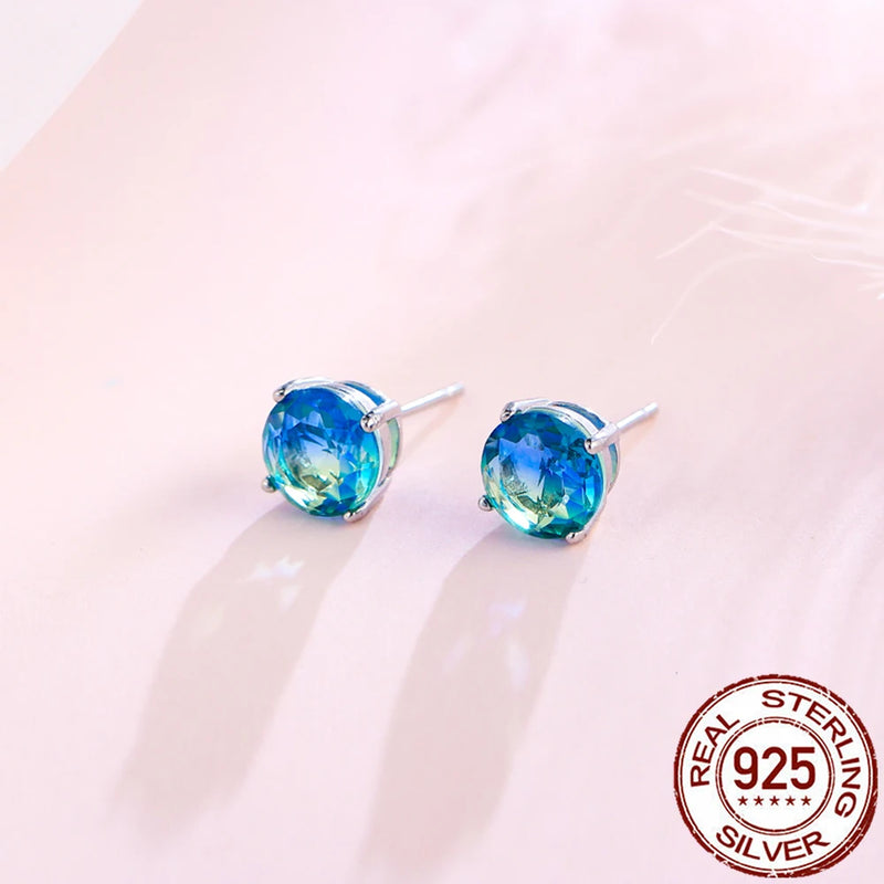 8mm Round Cubic Zirconia Stud Earrings in Sterling Silver