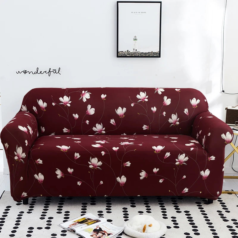 Slip-Resistant Stretch Sofa Cover with Floral Design