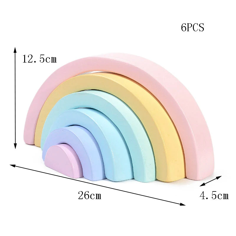 Wooden Rainbow Stacking Blocks - Montessori Educational Toy for Kids