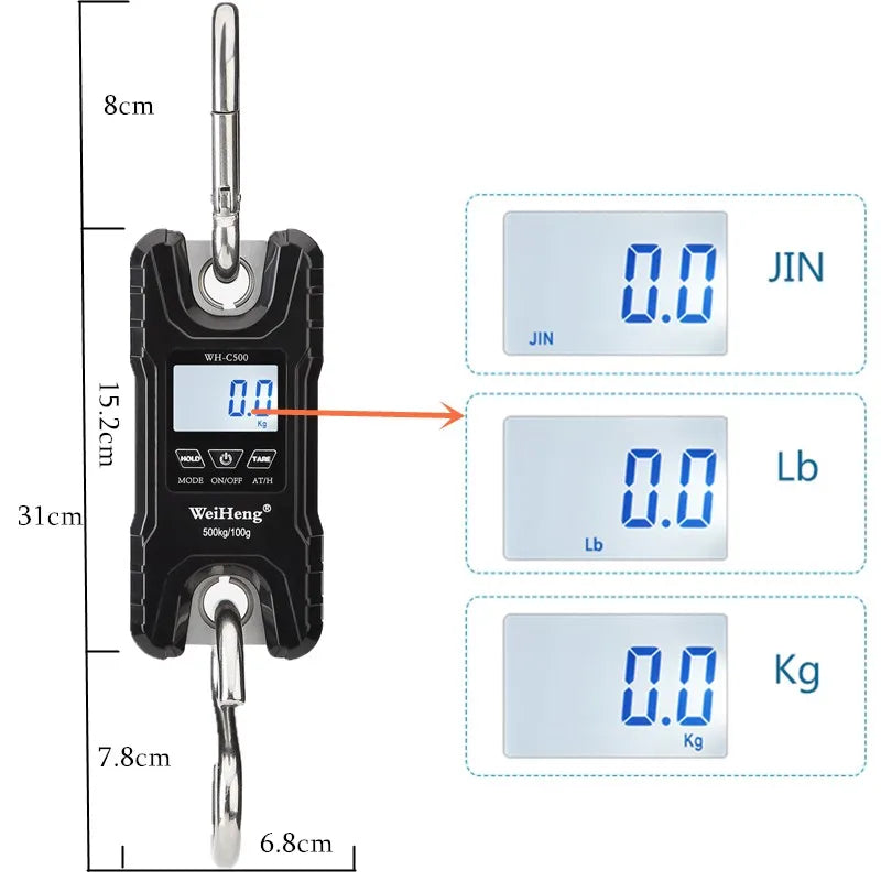 Heavy-Duty Digital Hanging Scale with Big LCD Display