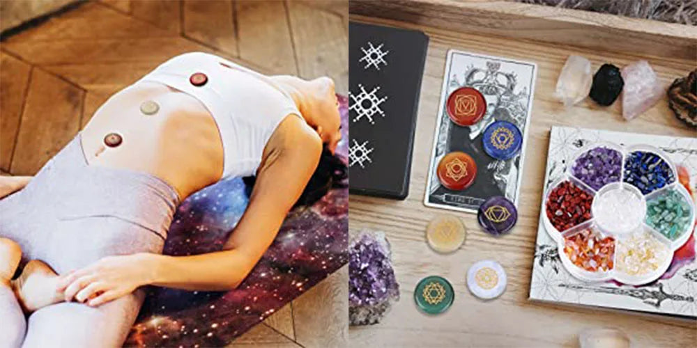 7 Chakra Healing Crystal Stones Set with Engraved Symbols