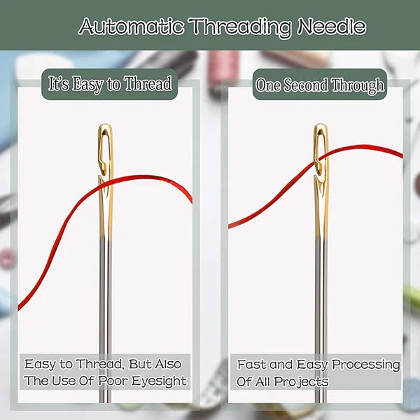 Self-Threading Stainless Steel Sewing Needles (12-Pack)