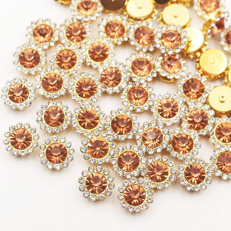 Gold Claw Sunflower Rhinestones for Sew-On Crafts