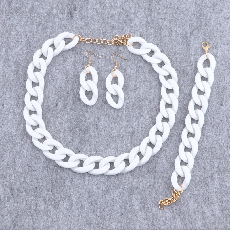 Colorful Acrylic Chain Necklace Set for Women