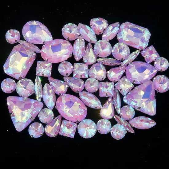 Mixed Shape Glass Rhinestones with Silver Claw Settings