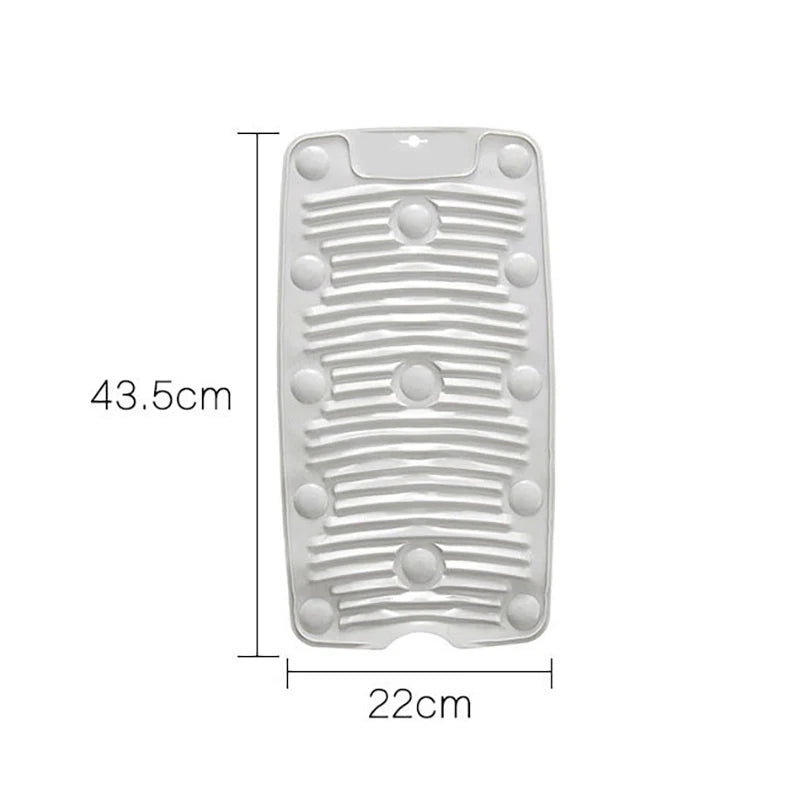 A white foldable silicone washboard with non-slip suction cups shown from the top view.
