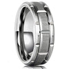Men's Black Stainless Steel Wedding Band with Double Groove Detail