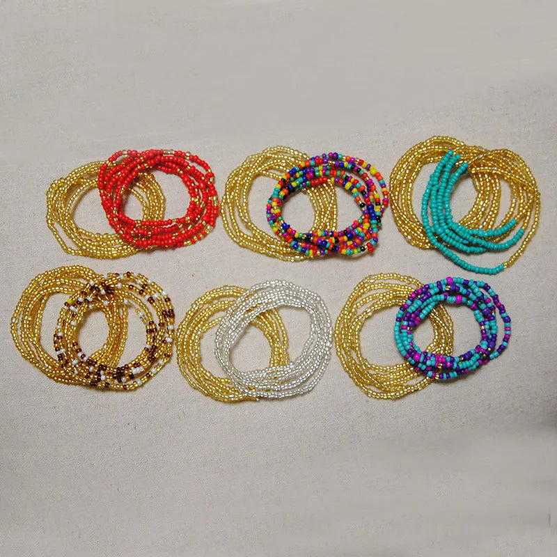 Colorful Elastic Belly Bead Chain Set for Women