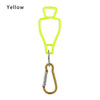 A yellow durable glove clip with an ergonomic grip and a metal keyring.