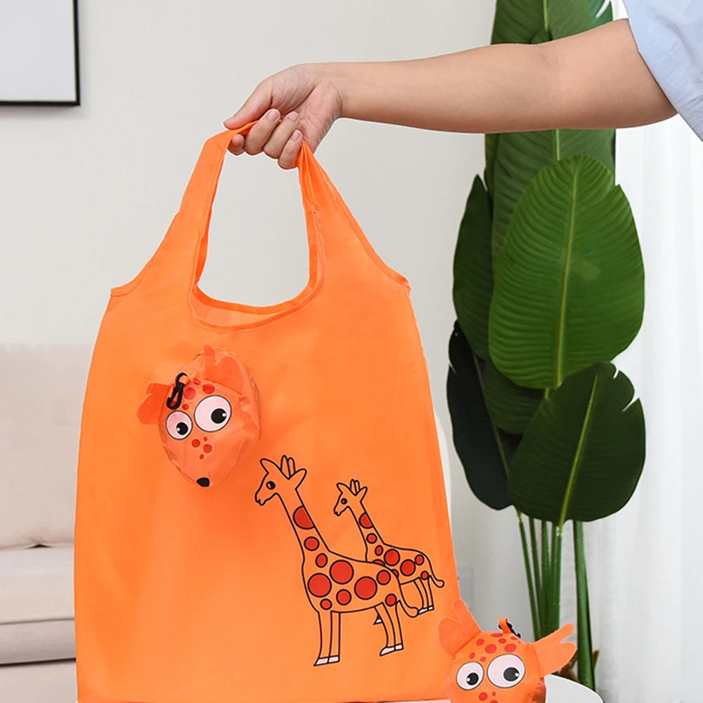 Foldable Cartoon Shopping Bag with Shoulder Straps