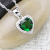 Green Heart Pendant Necklace in Sterling Silver