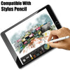 A hand is using a stylus pencil on an iPad screen, demonstrating compatibility with a stylus pencil.