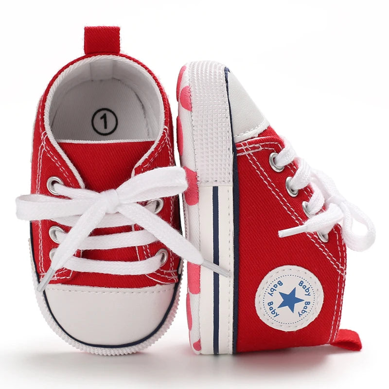Classic Canvas First Walker Shoes for Babies with Star Print
