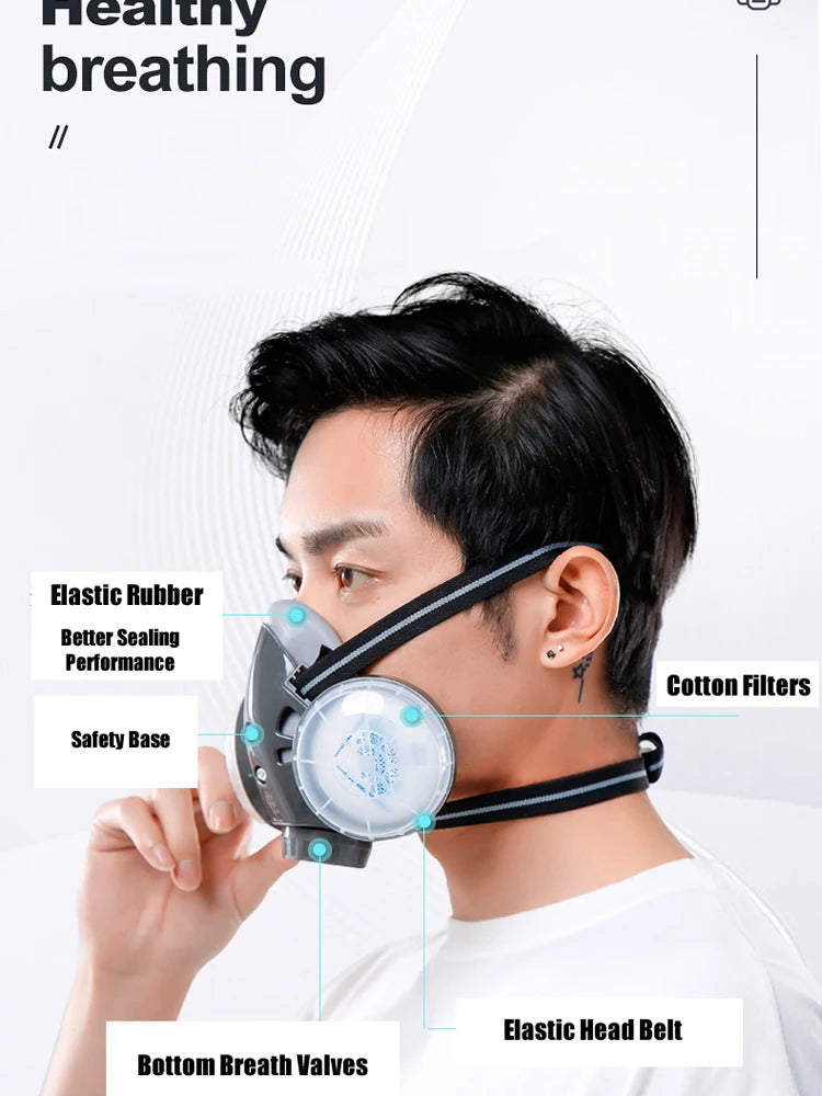 Reusable Half-Face Dust Respirator with Dual Filters