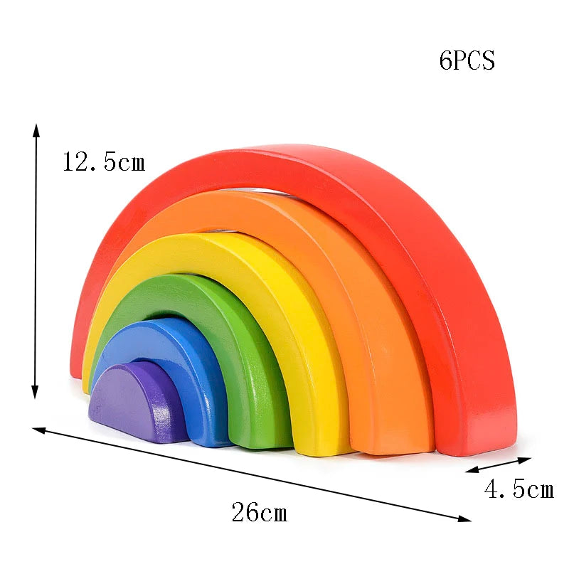 Wooden Rainbow Stacking Blocks - Montessori Educational Toy for Kids