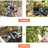 A set of three pruning and grafting tools with replaceable blades used for precise garden cuts.