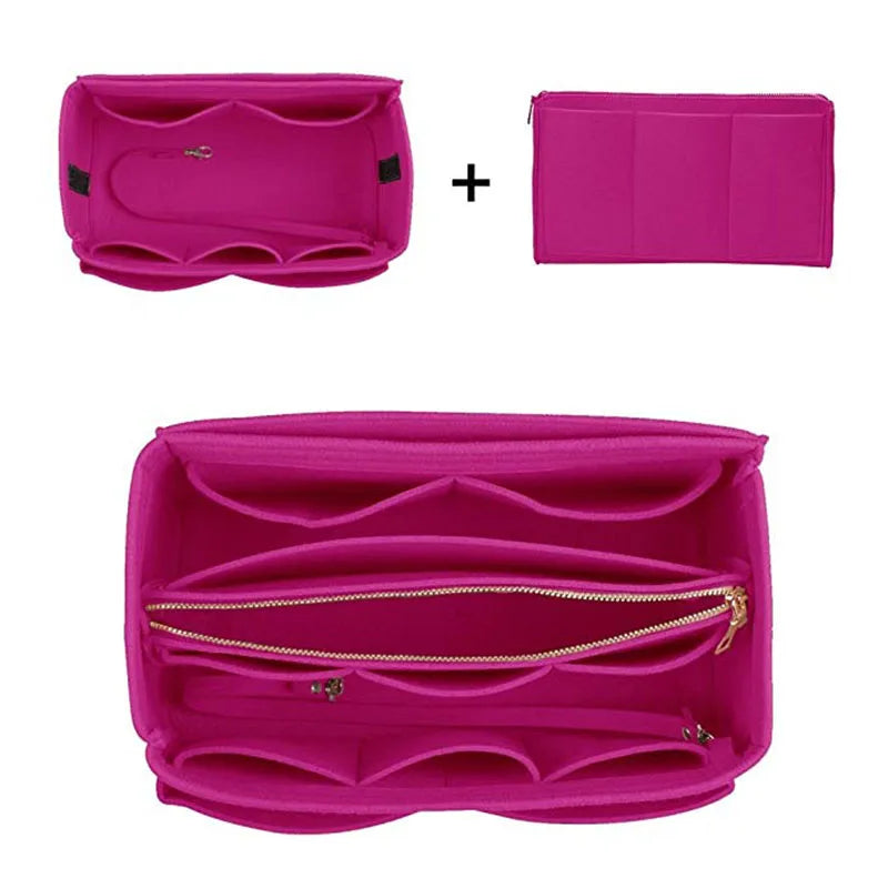 Felt Purse Organizer with Detachable Wallet Pocket