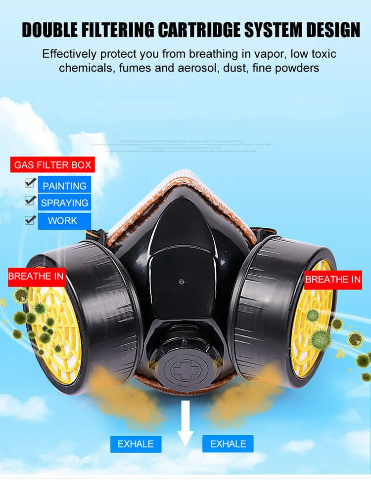 Half-Face Respirator with Dual Organic Vapor Filters