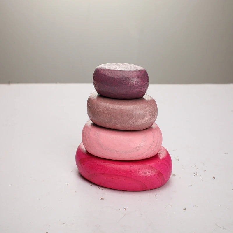Wooden Rainbow Stacking Stones - Montessori Balancing Blocks for Kids