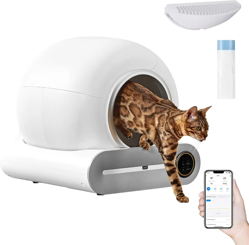 Smart Self-Cleaning Cat Litter Box with App Control