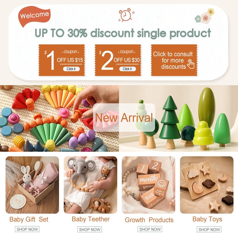 Wooden Rainbow Stacking Stones - Montessori Balancing Blocks for Kids