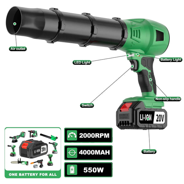 20V Cordless Leaf Blower with Dual Batteries