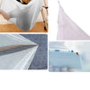 Elegant four-door mosquito net bed canopy made of breathable polyester shown in various applications.