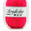 A ball of bright pink acrylic line yarn labeled as 18 ply for knitting and crochet.